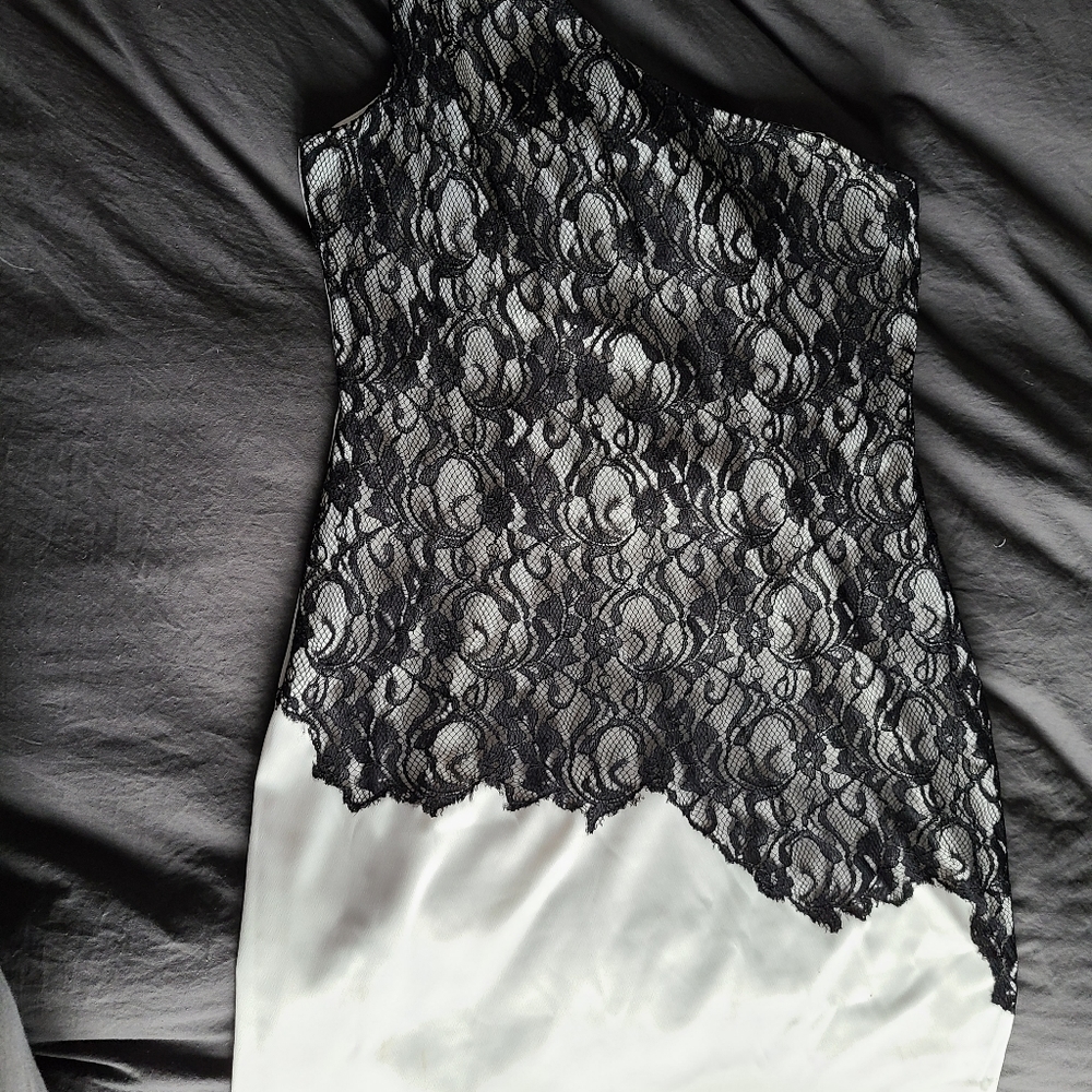 White dress with black lace
